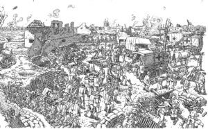 Sacco's depiction of WWII battle field