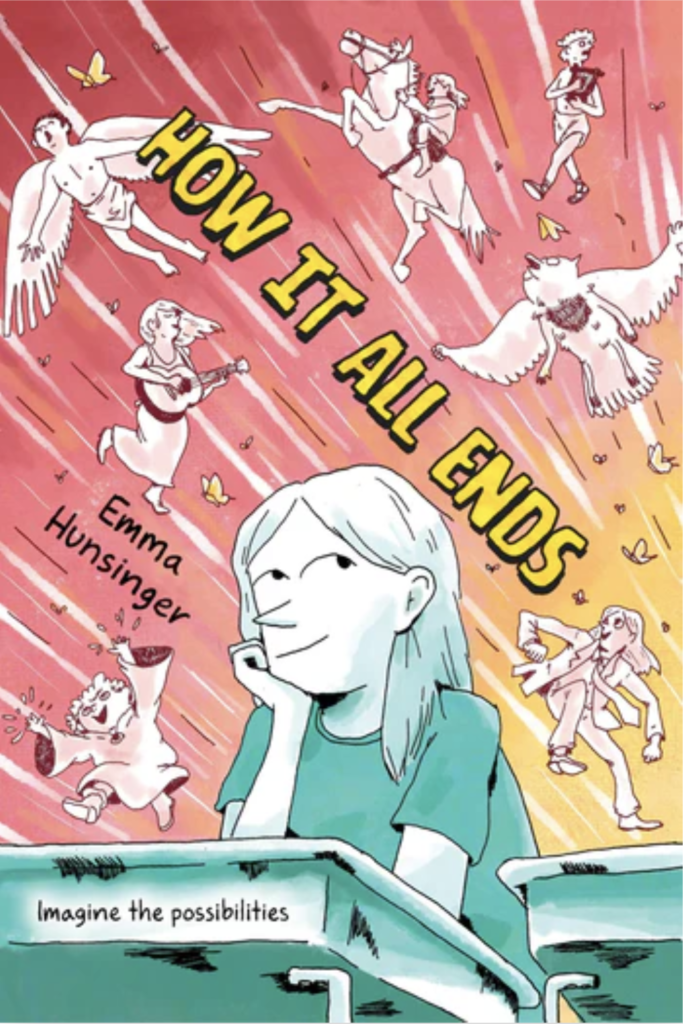 Cover of book featuring a cartoon drawing, girl at a school desk, dreaming. 